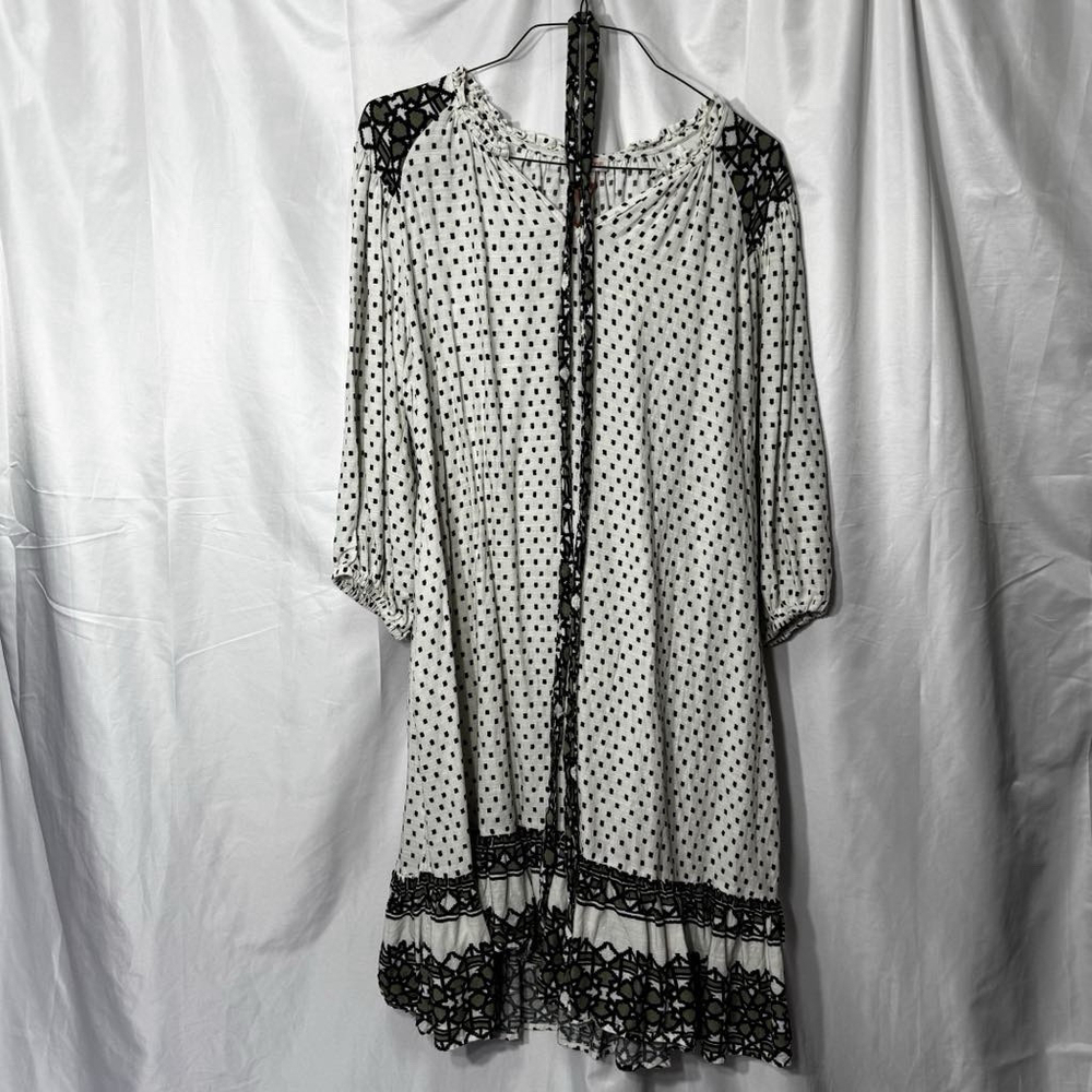 Knox Rose Women's Tie Waist Boho Hippie Cotton Blend Shift Dress Size XL Ruffle